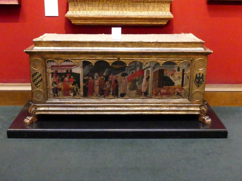 Giovanni di Francesco Toscani (Werkstatt): Cassone mit Szenen des Boccaccios Decamerone, um 1420 - 1430