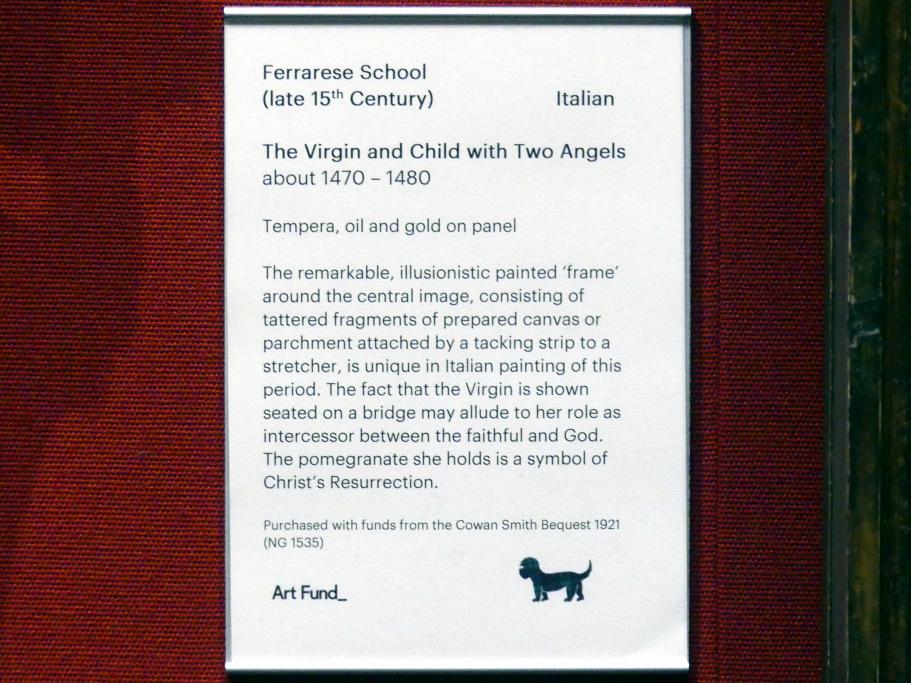 Maria mit Kind und zwei Engeln, Edinburgh, Scottish National Gallery, Saal 2, Gotik und Renaissance, um 1470–1480, Bild 2/2