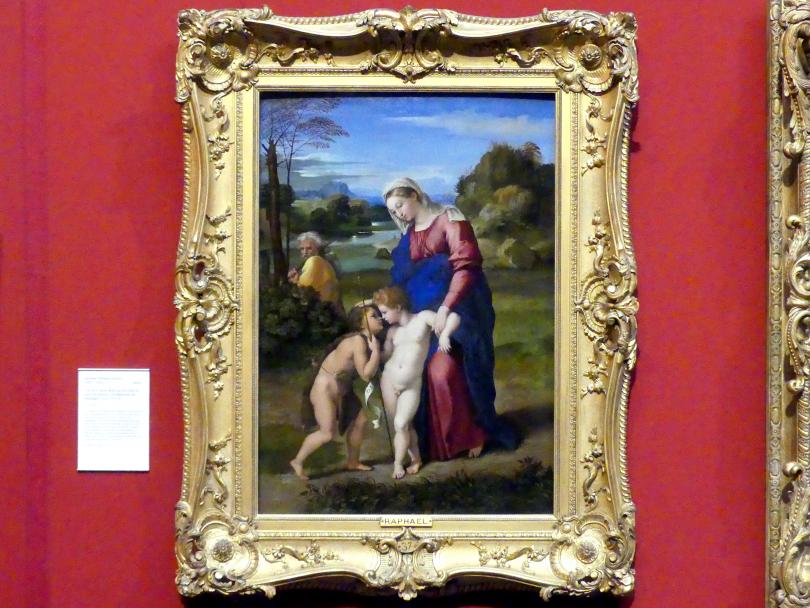 Raffael (Raffaello Sanzio da Urbino, Raffaello Santi) (1502–1518), Die Heilige Familie mit dem Johannesknaben (Madonna del Passeggio), Edinburgh, Scottish National Gallery, Saal 2, Gotik und Renaissance, um 1515–1518