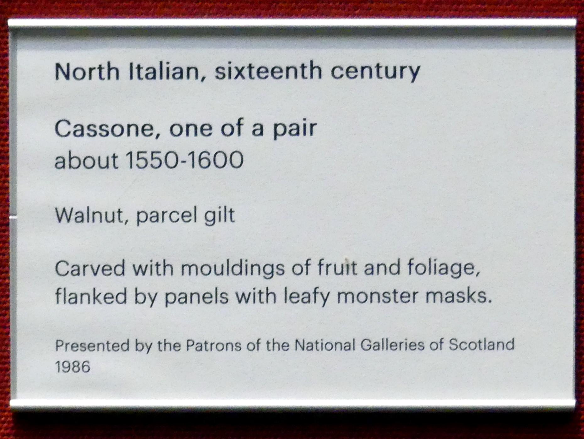Cassone, Edinburgh, Scottish National Gallery, Saal 3, Gotik und Renaissance, 2. Hälfte 16. Jhd., Bild 4/4