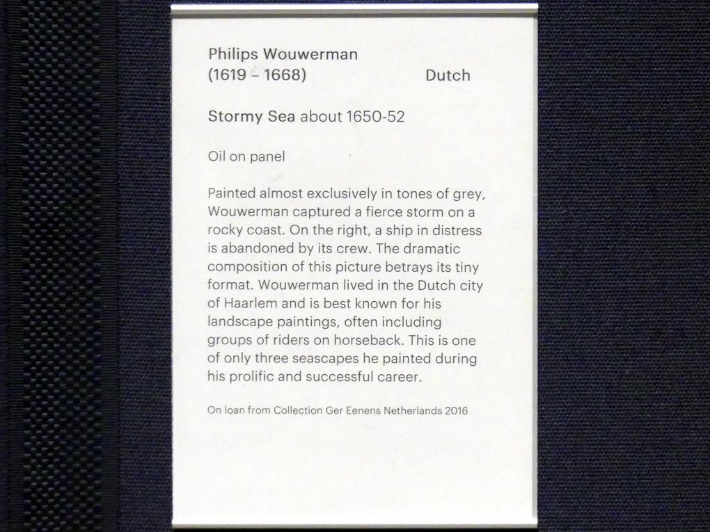 Philips Wouwerman (1645–1665), Stürmische See, Edinburgh, Scottish National Gallery, Saal 4, Kabinettstücke, um 1650–1652, Bild 2/2