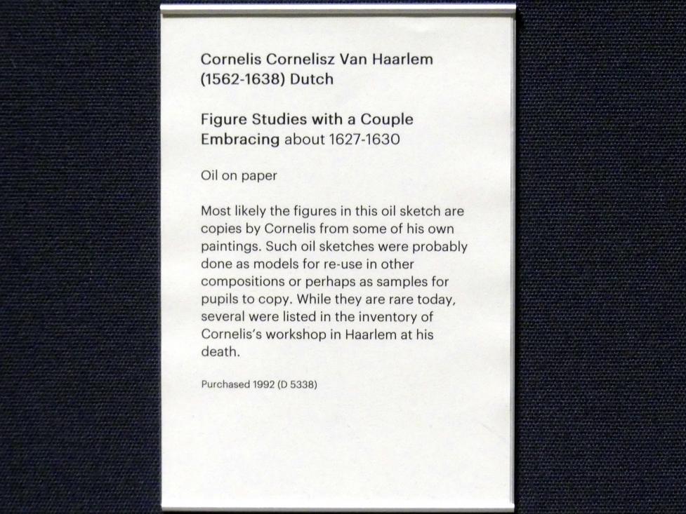 Cornelis van Haarlem (1588–1628), Figurenstudie mit einem sich umarmenden Paar, Edinburgh, Scottish National Gallery, Saal 4, Kabinettstücke, um 1627–1630, Bild 2/2