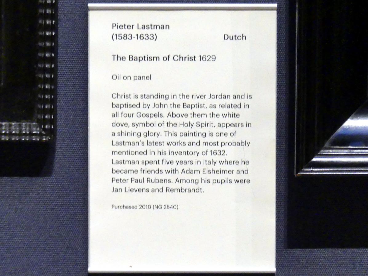 Pieter Lastman (1608–1629), Taufe Christi, Edinburgh, Scottish National Gallery, Saal 4, Kabinettstücke, 1629, Bild 2/2