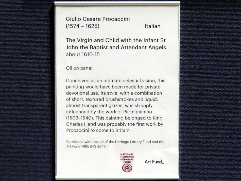Giulio Cesare Procaccini (1611–1621), Maria mit dem Kind, dem Johannesknaben und zwei Engeln, Edinburgh, Scottish National Gallery, Saal 4, Kabinettstücke, um 1610–1615, Bild 2/2