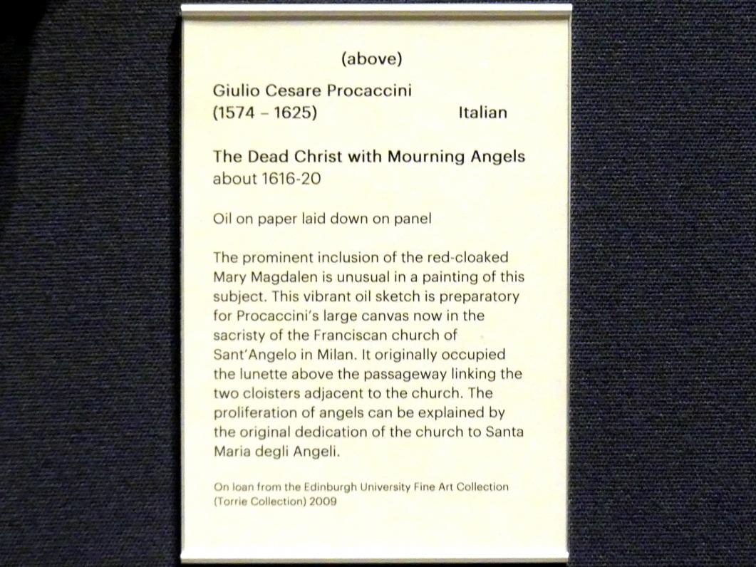 Giulio Cesare Procaccini (1611–1621), Der tote Christus mit trauernden Engeln, Edinburgh, Scottish National Gallery, Saal 4, Kabinettstücke, um 1616–1620, Bild 2/2
