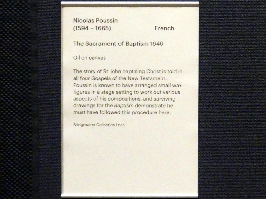 Nicolas Poussin (1624–1663), Das Sakrament der Taufe, Edinburgh, Scottish National Gallery, Saal 6, Poussins 7 Sakramente, 1646, Bild 2/2