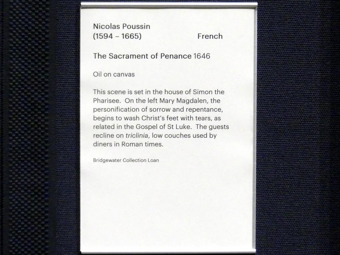 Nicolas Poussin (1624–1663), Das Sakrament der Versöhnung, Edinburgh, Scottish National Gallery, Saal 6, Poussins 7 Sakramente, 1646, Bild 2/2
