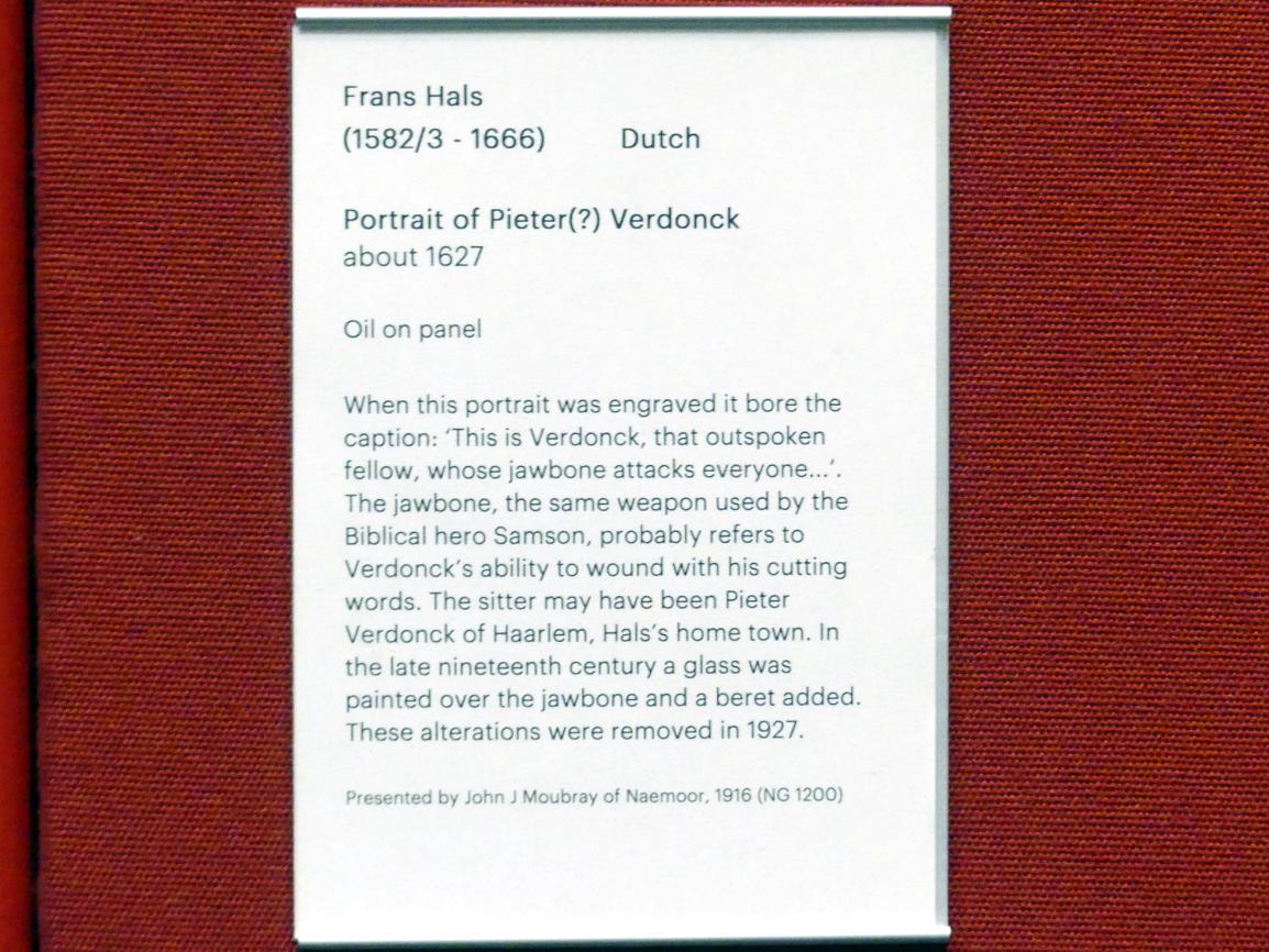 Frans Hals (1616–1664), Porträt des Pieter(?) Verdonck, Edinburgh, Scottish National Gallery, Saal 7, Niederländische und flämische Malerei, um 1627, Bild 2/2