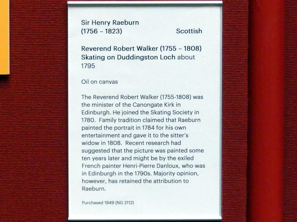 Henry Raeburn (1776–1820), Hochwürden Robert Walker (1755-1808) beim Schlittschuhlaufen, Edinburgh, Scottish National Gallery, Saal 10, Schottische Malerei 1650-1850, 1795, Bild 2/3