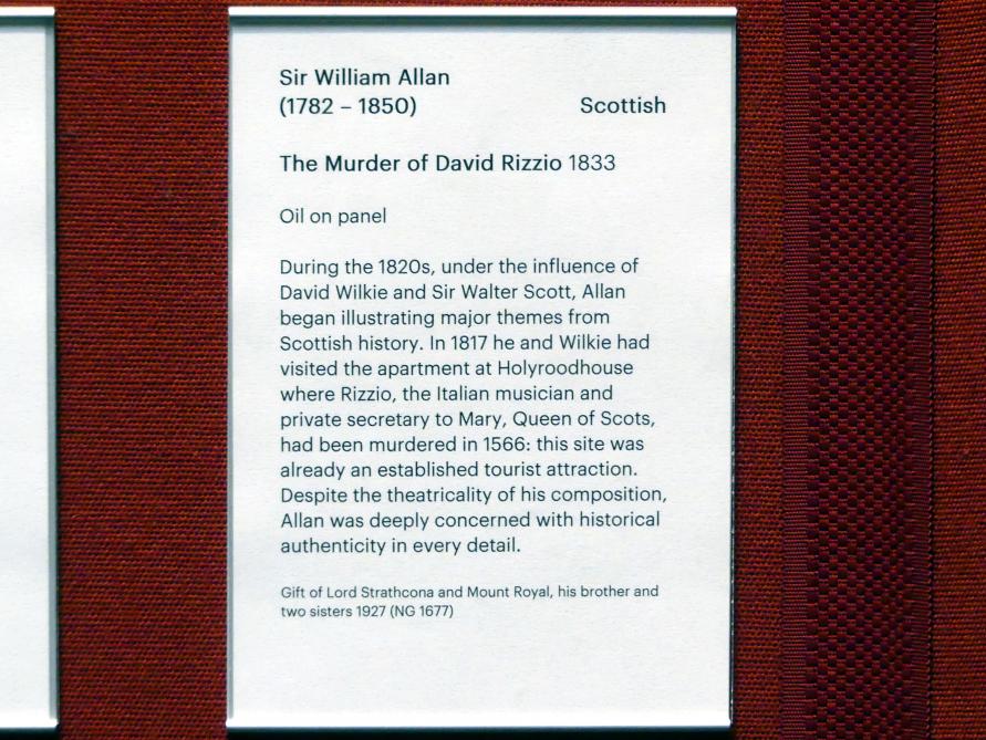 William Allan (1833–1838), Der Mörder von David Rizzio, Edinburgh, Scottish National Gallery, Saal 10, Schottische Malerei 1650-1850, 1833, Bild 2/2
