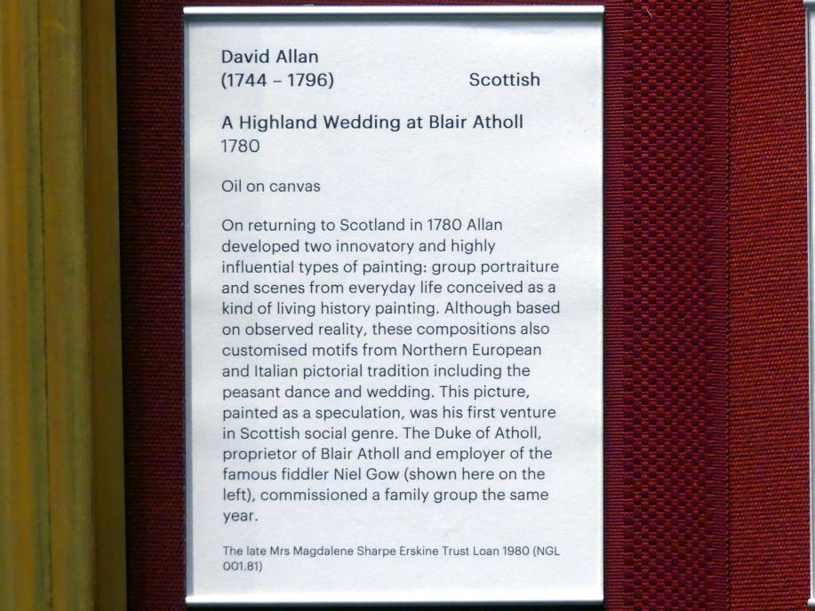 David Allan (1780–1785), Eine Gebirgshochzeit am Blair Atholl, Edinburgh, Scottish National Gallery, Saal 10, Schottische Malerei 1650-1850, 1780, Bild 2/2