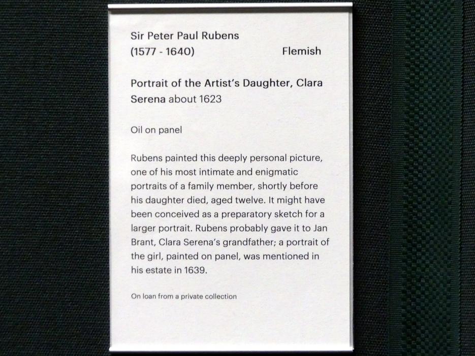Peter Paul Rubens (1598–1640), Bildnis der Tochter des Künstlers, Clara Serena, Edinburgh, Scottish National Gallery, Saal 9, Niederländische und flämische Malerei, um 1623, Bild 2/2