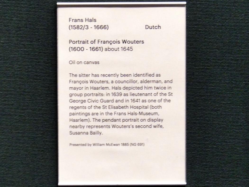 Frans Hals (1616–1664), Bildnis des François Wouters (1600-1661), Edinburgh, Scottish National Gallery, Saal 9, Niederländische und flämische Malerei, um 1645, Bild 2/2