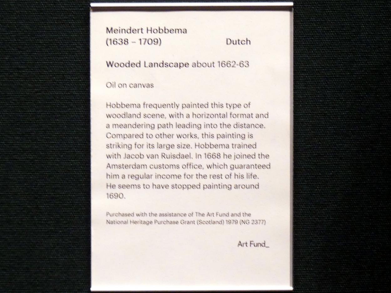 Meindert Hobbema (1660–1670), Bewaldete Landschaft, Edinburgh, Scottish National Gallery, Saal 9, Niederländische und flämische Malerei, um 1662–1663, Bild 2/2
