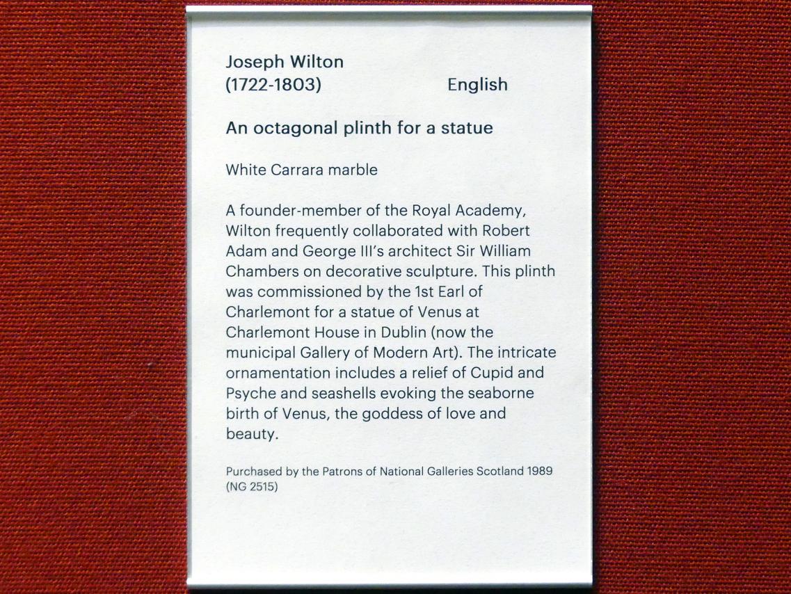 Joseph Wilton (Undatiert), Achtseitige Plinthe für eine Statue, Edinburgh, Scottish National Gallery, Saal 13, Malerei als Schauspiel, Undatiert, Bild 2/2