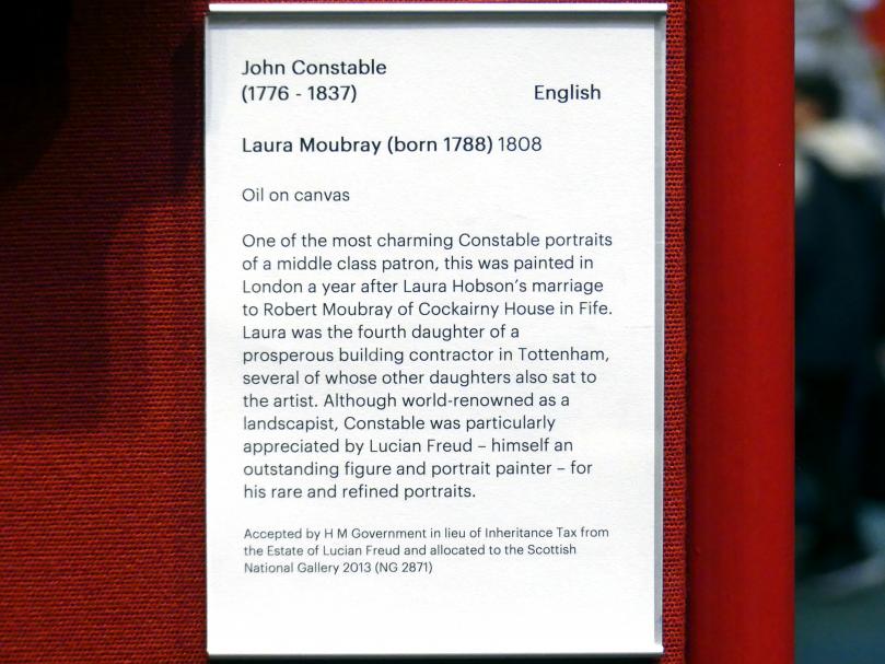 John Constable (1804–1837), Laura Moubray (geboren 1788), Edinburgh, Scottish National Gallery, Saal 13, Malerei als Schauspiel, 1808, Bild 2/2