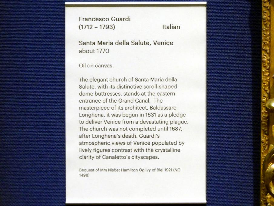 Francesco Guardi (1755–1790), Santa Maria della Salute in Venedig, Edinburgh, Scottish National Gallery, Saal 14, Kunst des 18. und 19. Jahrhunderts, um 1770, Bild 2/2