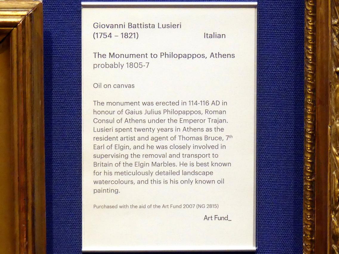 Giovanni Battista Lusieri (1806), Das Philopapposmonument in Athen, Edinburgh, Scottish National Gallery, Saal 14, Kunst des 18. und 19. Jahrhunderts, um 1805–1807, Bild 2/2