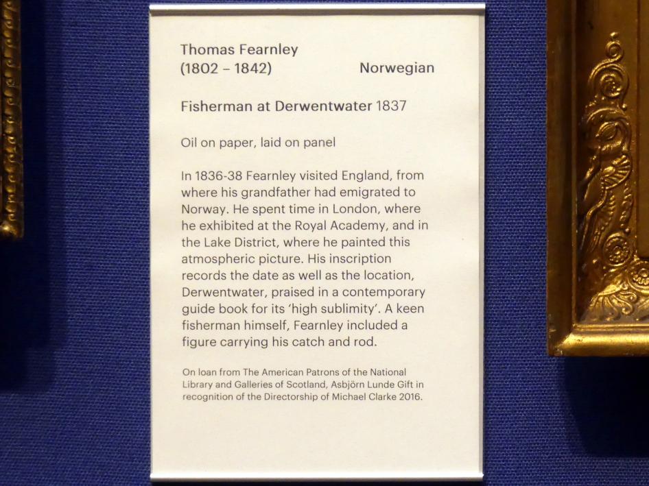 Thomas Fearnley (1833–1837), Fischer bei Derwent Water, Edinburgh, Scottish National Gallery, Saal 14, Kunst des 18. und 19. Jahrhunderts, 1837, Bild 2/2