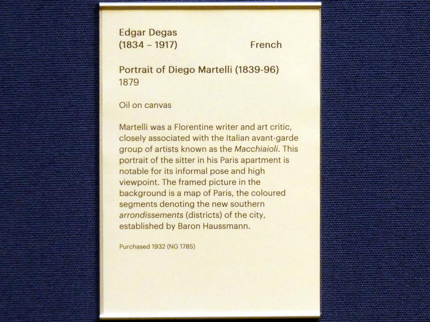 Edgar Degas (1855–1909), Porträt des Diego Martelli (1839-1896), Edinburgh, Scottish National Gallery, Saal 18, Impressionismus und Post-Impressionismus, 1879, Bild 2/2