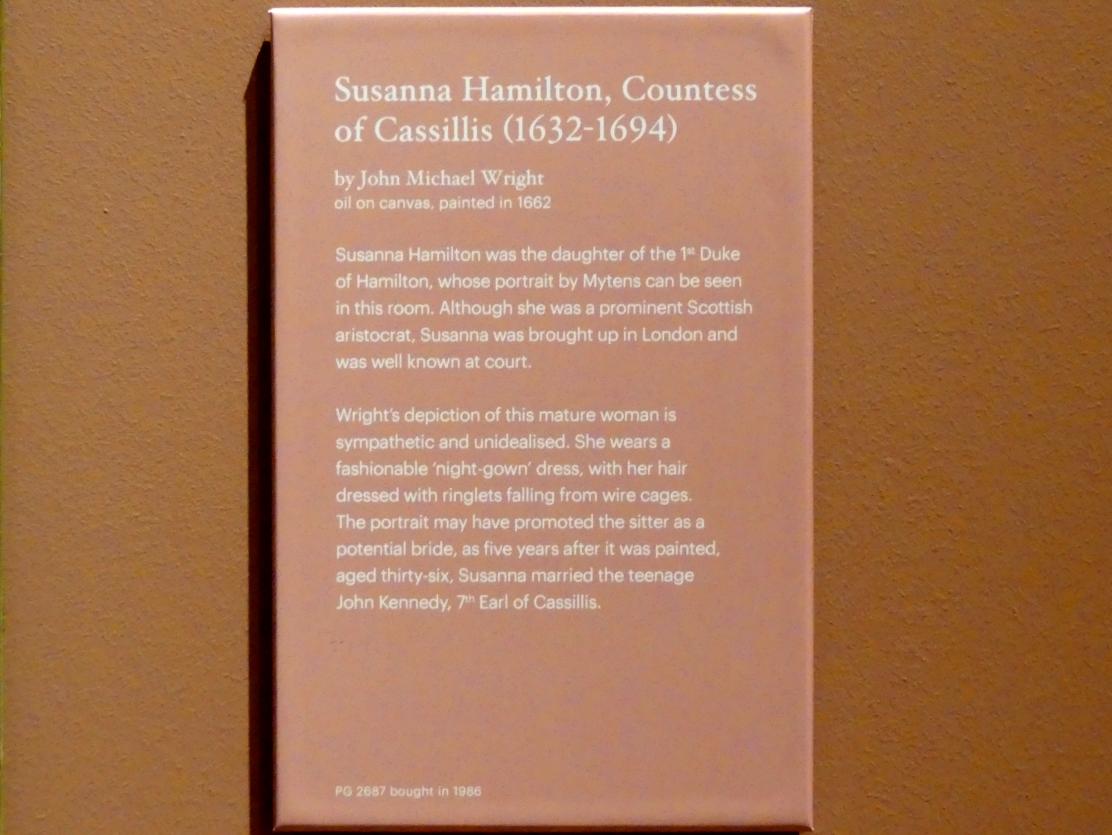 John Michael Wright (1662–1664), Susanna Hamilton, Gräfin von Cassillis (1632-1694), Edinburgh, Scottish National Portrait Gallery, Saal 1, 1662, Bild 2/2