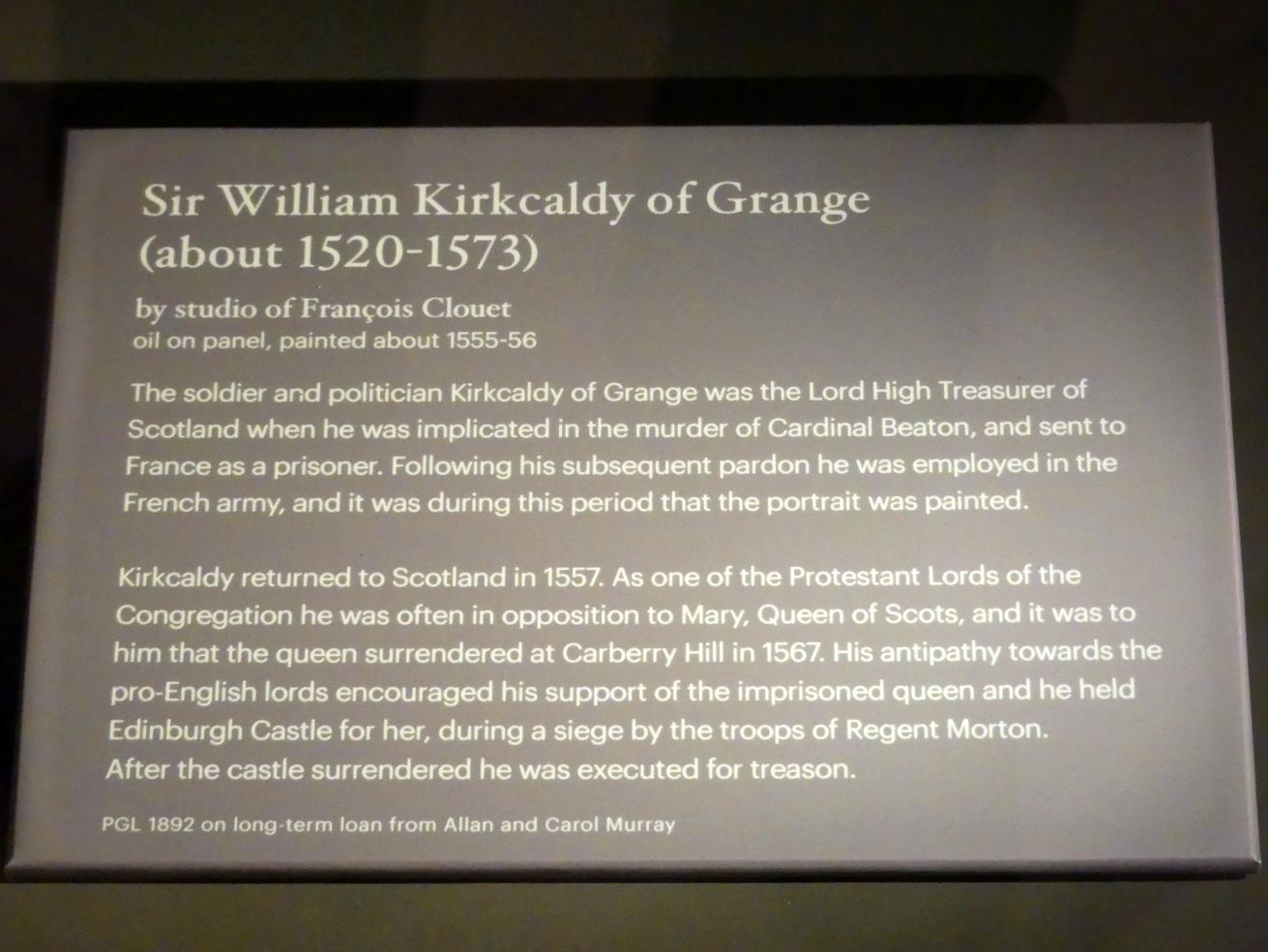 François Clouet (Schule) (1555–1562), Sir William Kirkcaldy of Grange (um 1520-1573), Edinburgh, Scottish National Portrait Gallery, Saal 1, um 1555–1556, Bild 2/2