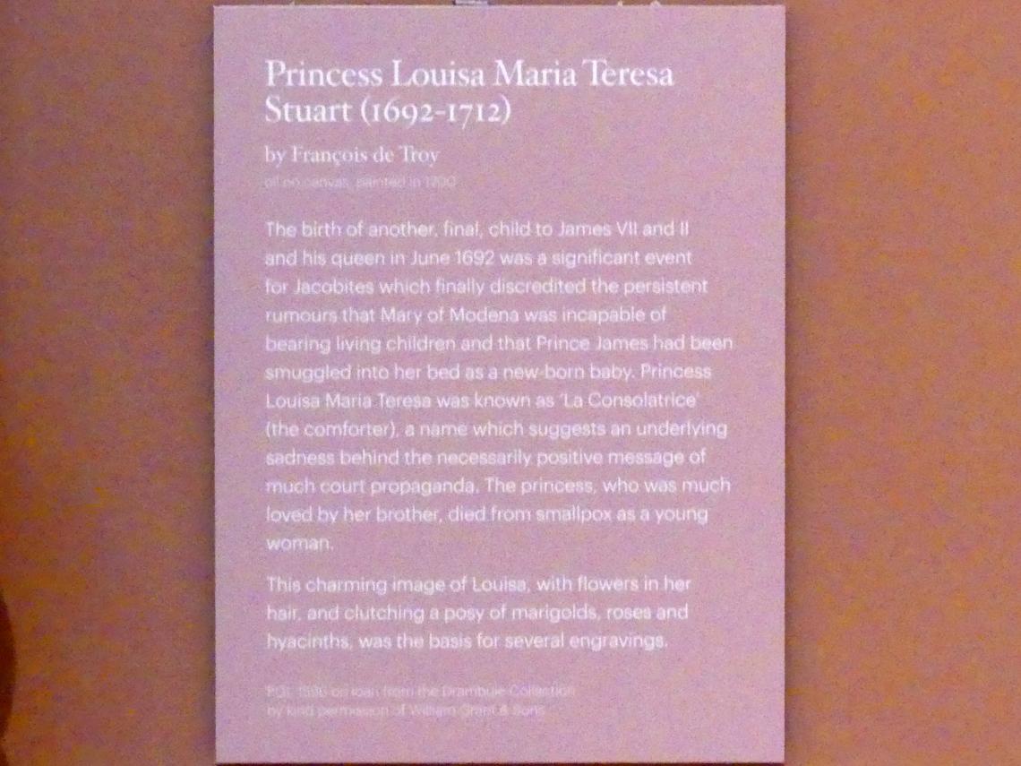 Jean François de Troy (1700–1745), Prinzessin Louisa Maria Theresa Stuart (1692-1712), Edinburgh, Scottish National Portrait Gallery, Saal 4, 1700, Bild 2/2