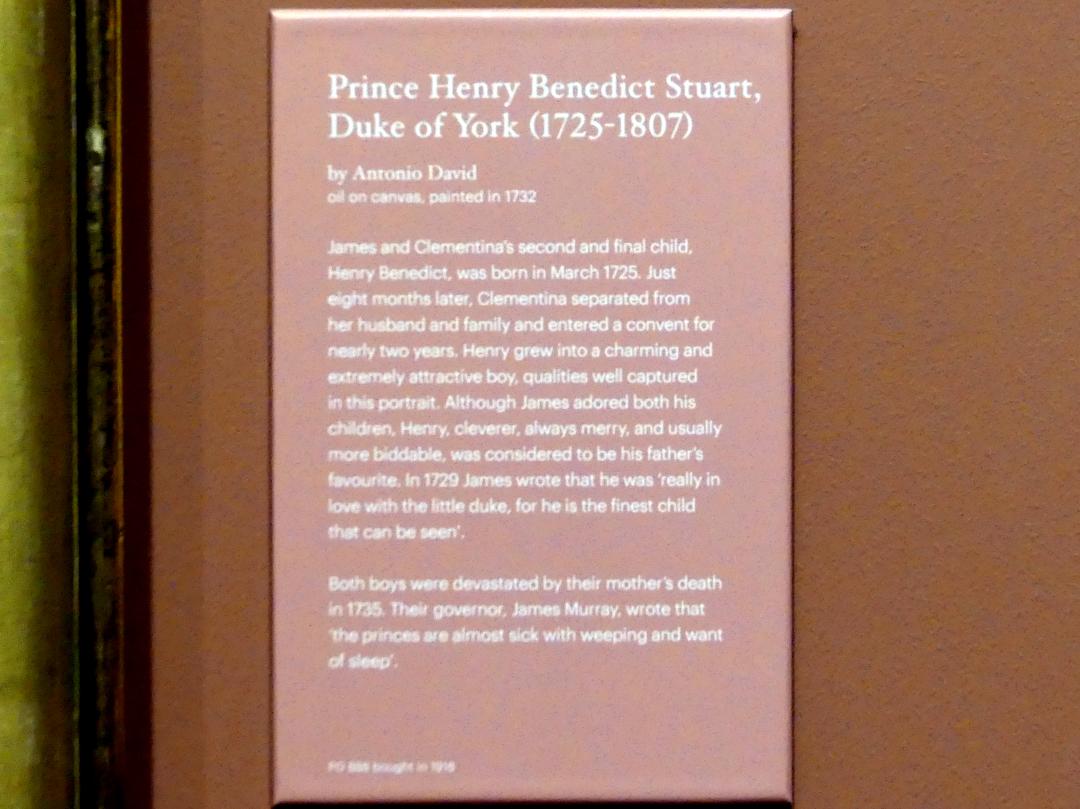Antonio David (1725–1732), Prinz Henry Benedict Stuart (1725 - 1807), Edinburgh, Scottish National Portrait Gallery, Saal 4, 1732, Bild 2/2