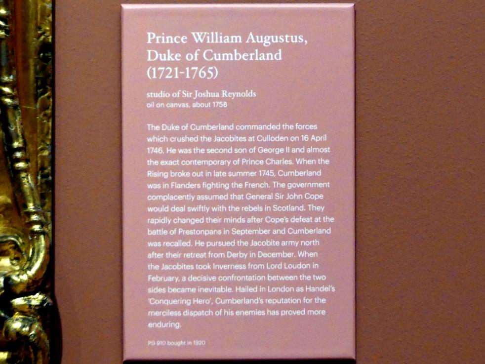 Joshua Reynolds (1754–1789), Prinz William Augustus, Herzog von Cumberland (1721-1765), Edinburgh, Scottish National Portrait Gallery, Saal 4, um 1758, Bild 2/2
