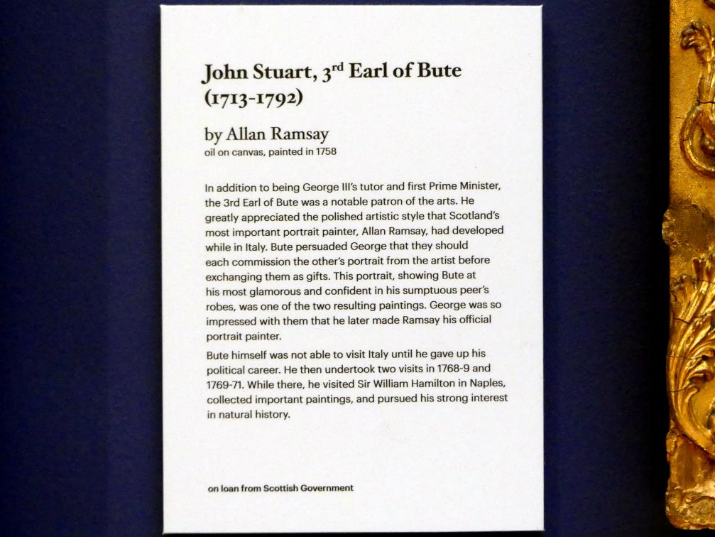 Allan Ramsay (1736–1766), John Stuart, 3. Graf von Bute (1713-1792), Edinburgh, Scottish National Portrait Gallery, Saal 5-6, 1758, Bild 2/2