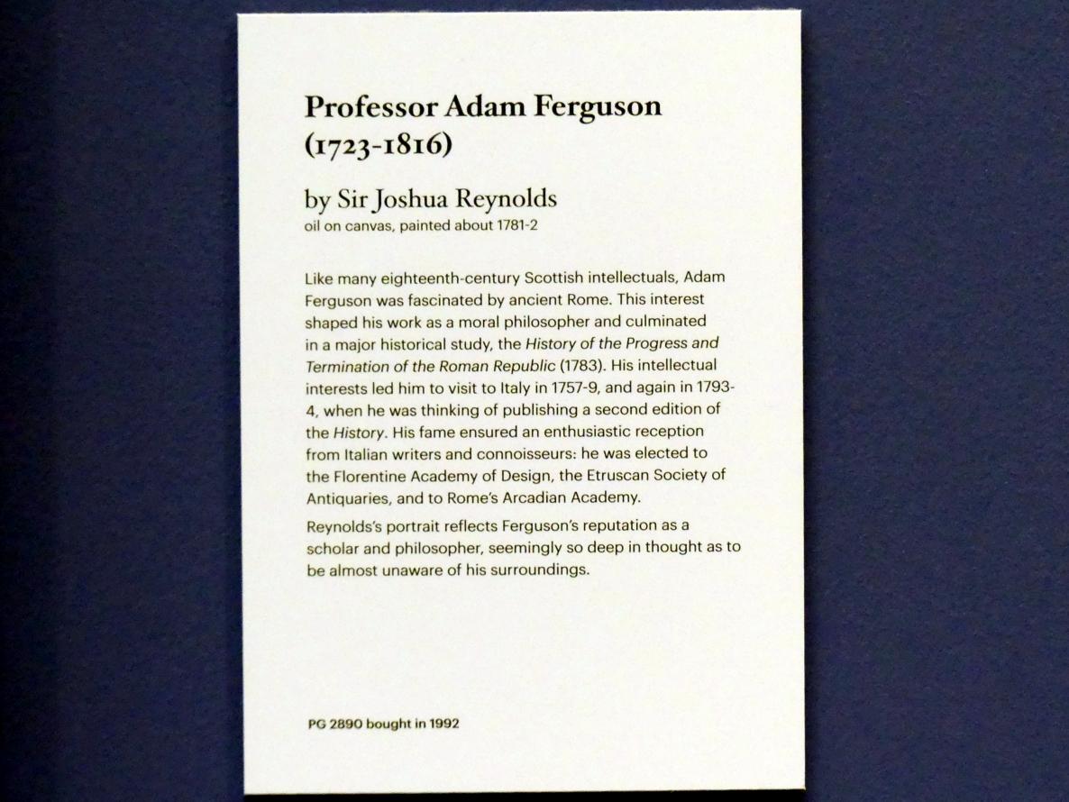 Joshua Reynolds (1754–1789), Professor Adam Ferguson (1723-1816), Edinburgh, Scottish National Portrait Gallery, Saal 5-6, um 1781–1782, Bild 2/2