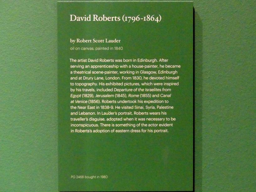 Robert Scott Lauder (1840), David Roberts (1796-1864), Edinburgh, Scottish National Portrait Gallery, Saal 10, 1840, Bild 2/2