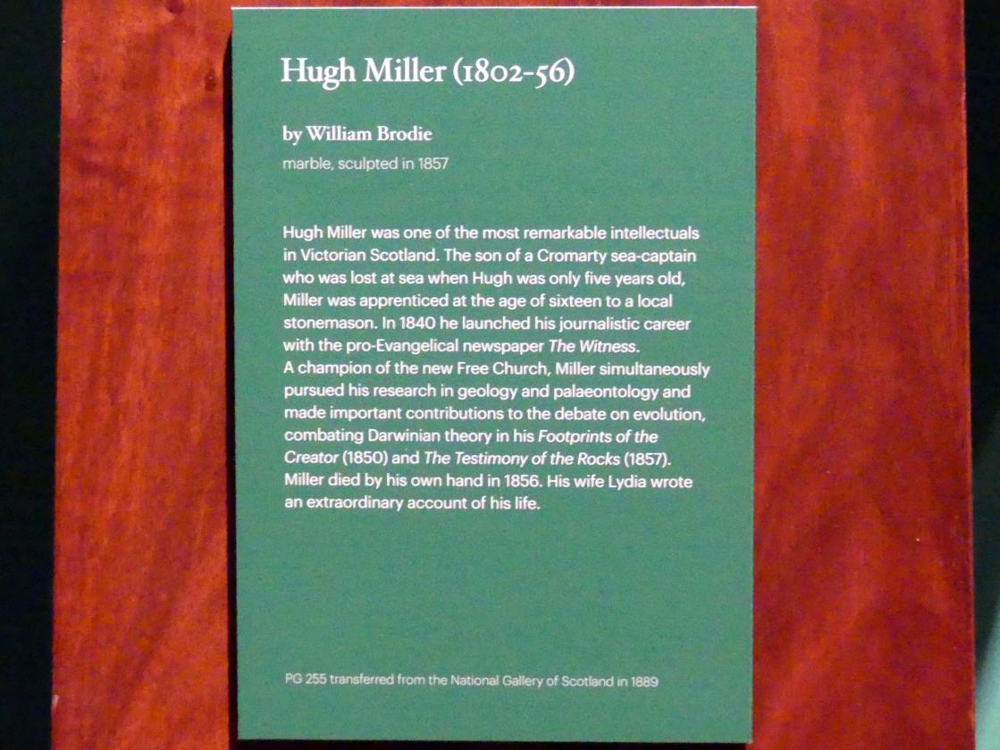 William Brodie (1857–1868), Hugh Miller (1802-1856), Edinburgh, Scottish National Portrait Gallery, Saal 10, 1857, Bild 2/2