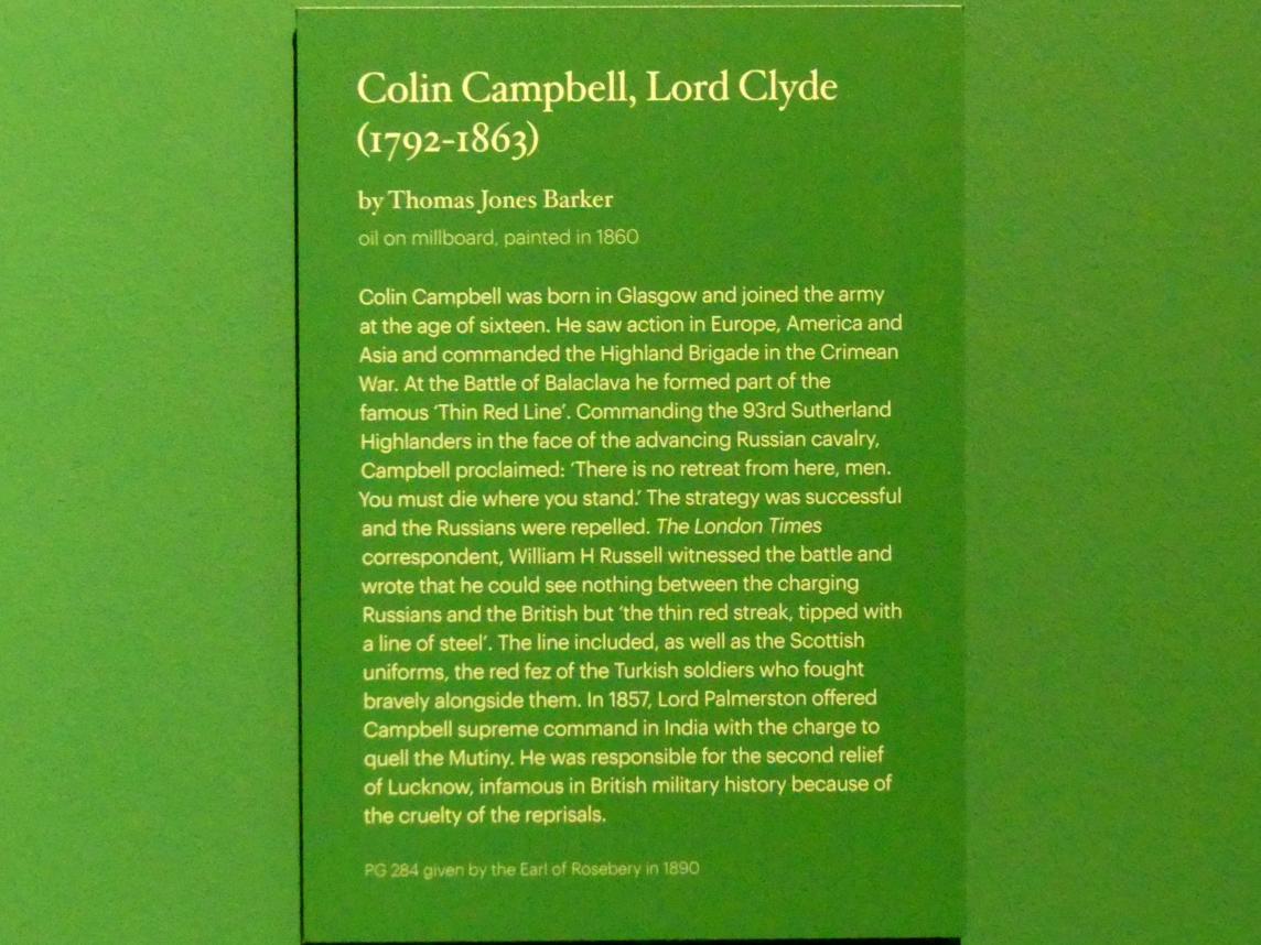 Thomas Jones Barker (1860), Colin Campbell, Lord Clyde (1792-1863), Edinburgh, Scottish National Portrait Gallery, Saal 10, 1860, Bild 2/2