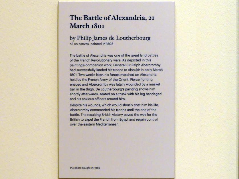 Philipp Jakob Loutherbourg der Jüngere (1770–1802), Die Schlacht von Alexandria am 21. März 1801, Edinburgh, Scottish National Portrait Gallery, Saal 7, 1802, Bild 2/2