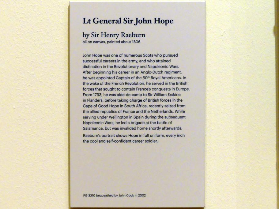 Henry Raeburn (1776–1820), Generalleutnant Sir John Hope, Edinburgh, Scottish National Portrait Gallery, Saal 7, um 1806, Bild 2/2