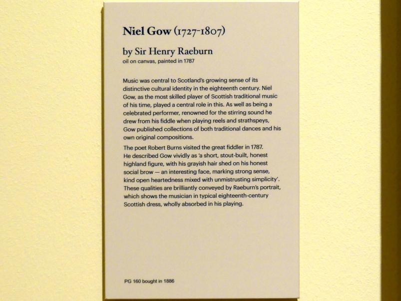 Henry Raeburn (1776–1820), Niel Gow (1727-1807), Edinburgh, Scottish National Portrait Gallery, Saal 7, 1787, Bild 2/2