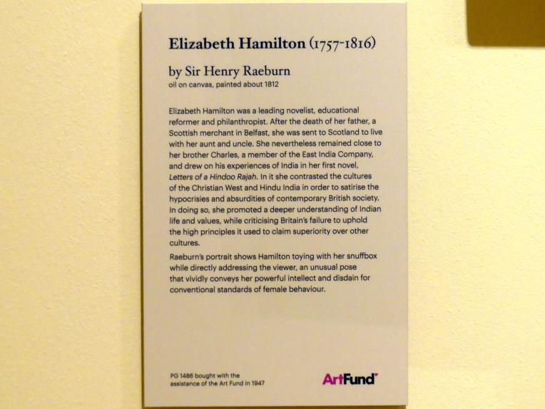Henry Raeburn (1776–1820), Elizabeth Hamilton (1757-1816), Edinburgh, Scottish National Portrait Gallery, Saal 7, um 1812, Bild 2/2