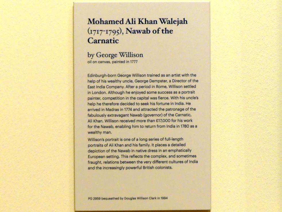 George Willison (1765–1777), Mohamed Ali Khan Walejah (1717-1795), Nawab von Karnatik, Edinburgh, Scottish National Portrait Gallery, Saal 7, 1777, Bild 2/2