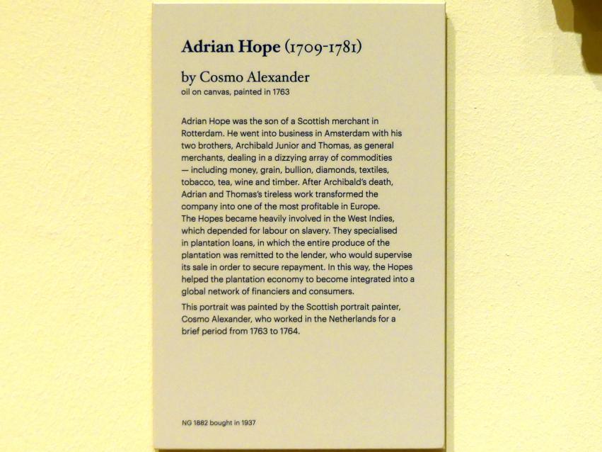 Cosmo Alexander (1763), Adrian Hope (1709-1781), Edinburgh, Scottish National Portrait Gallery, Saal 7, 1763, Bild 2/2