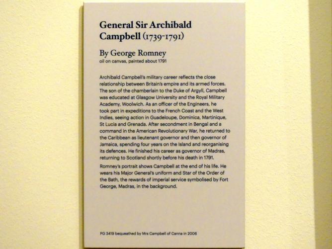 George Romney (1778–1795), General Sir Archibald Campbell (1739-1791), Edinburgh, Scottish National Portrait Gallery, Saal 7, um 1791, Bild 2/2