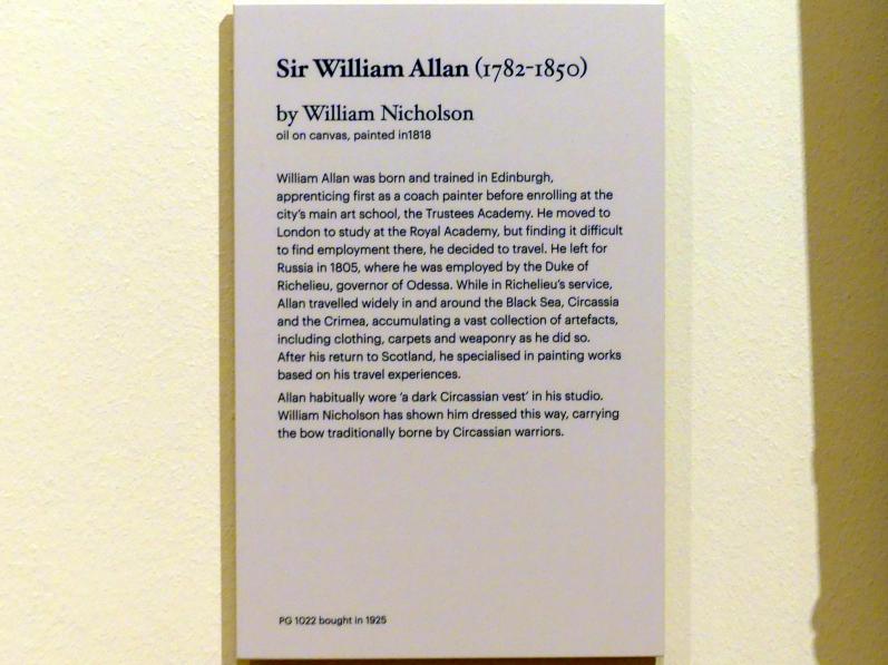 William Nicholson (1818), Sir William Allan (1782-1850), Edinburgh, Scottish National Portrait Gallery, Saal 7, 1818, Bild 2/2