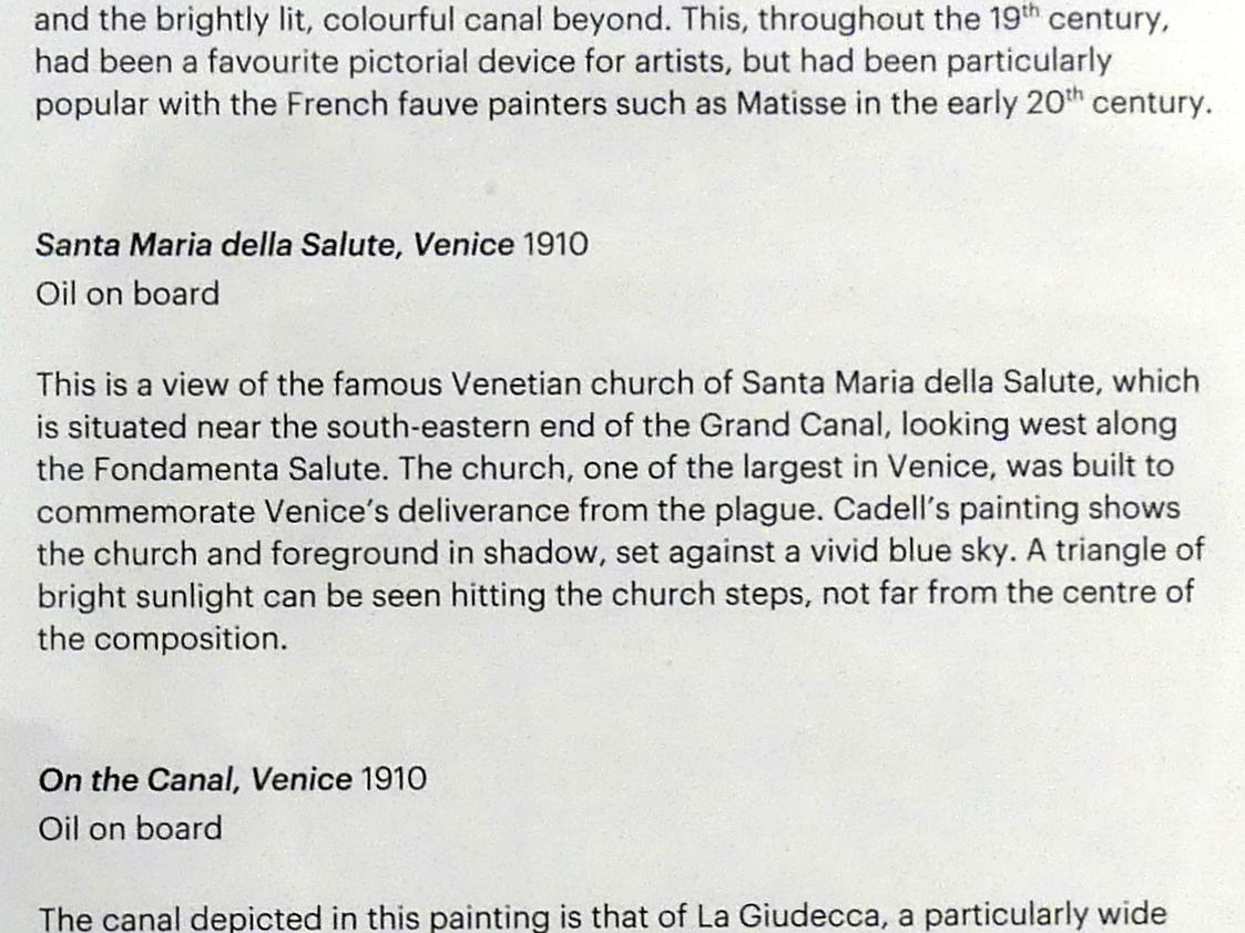 Francis Campbell Boileau Cadell (1910), Blick auf Santa Maria della Salute in Venedig, Edinburgh, Scottish National Gallery of Modern Art, Gebäude One, Saal 13 - Kunst zur Jahrhundertwende, 1910, Bild 2/2