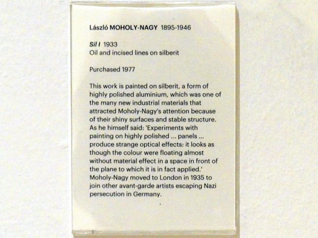 László Moholy-Nagy (1919–1946), Sil I, Edinburgh, Scottish National Gallery of Modern Art, Gebäude One, Saal 17 - Abstrakte Kunst und Britannien in der Zwischenkriegszeit, 1933, Bild 2/2