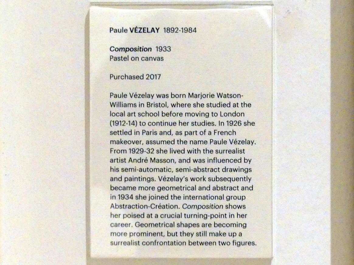 Paule Vézelay (1933–1950), Komposition, Edinburgh, Scottish National Gallery of Modern Art, Gebäude One, Saal 17 - Abstrakte Kunst und Britannien in der Zwischenkriegszeit, 1933, Bild 2/2