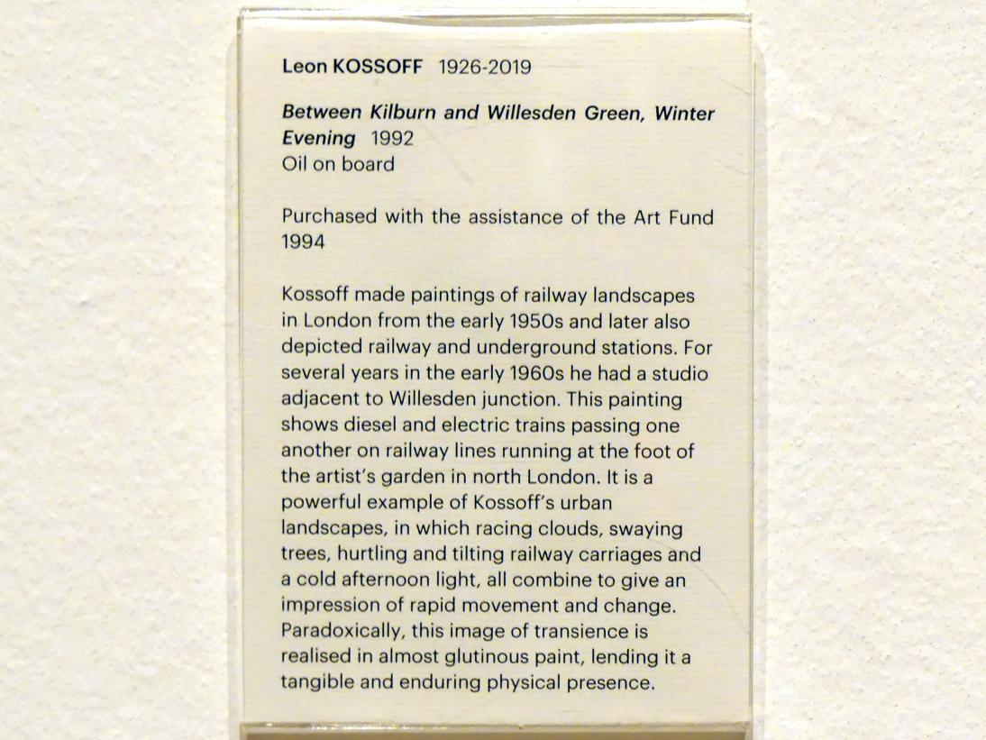 Leon Kossoff (1976–2002), Zwischen Kilburn und Willesden Green, Winterabend, Edinburgh, Scottish National Gallery of Modern Art, Gebäude One, Saal 18 - Bacon und Kossoff: das Figürliche neu erfinden, 1992, Bild 2/2