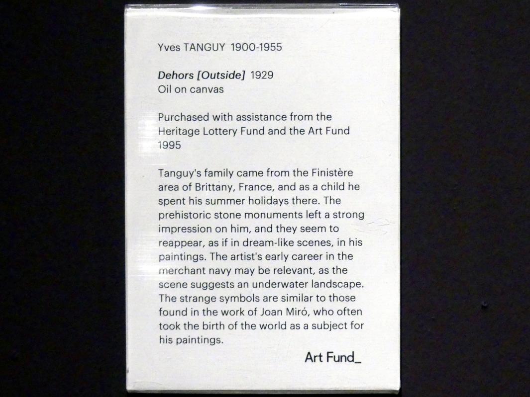 Yves Tanguy (1926–1954), Draußen, Edinburgh, Scottish National Gallery of Modern Art, Gebäude One, Saal 20: jenseits des Realismus - Dada und Surrealismus, 1929, Bild 2/2