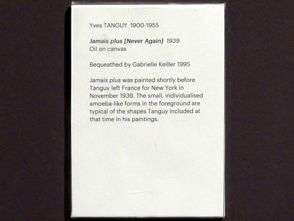 Yves Tanguy (1926–1954), Nie wieder, Edinburgh, Scottish National Gallery of Modern Art, Gebäude One, Saal 20: jenseits des Realismus - Dada und Surrealismus, 1939, Bild 2/2