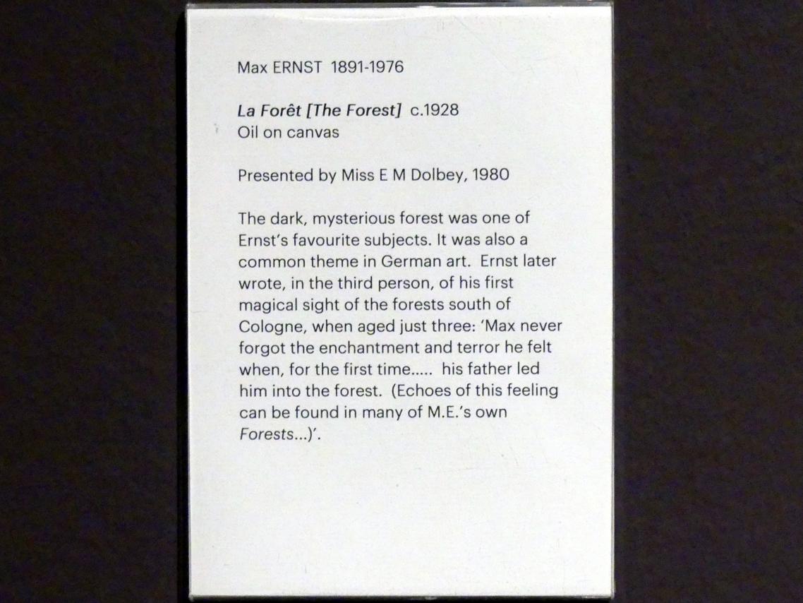 Max Ernst (1912–1970), Der Wald, Edinburgh, Scottish National Gallery of Modern Art, Gebäude One, Saal 20: jenseits des Realismus - Dada und Surrealismus, um 1928, Bild 2/2