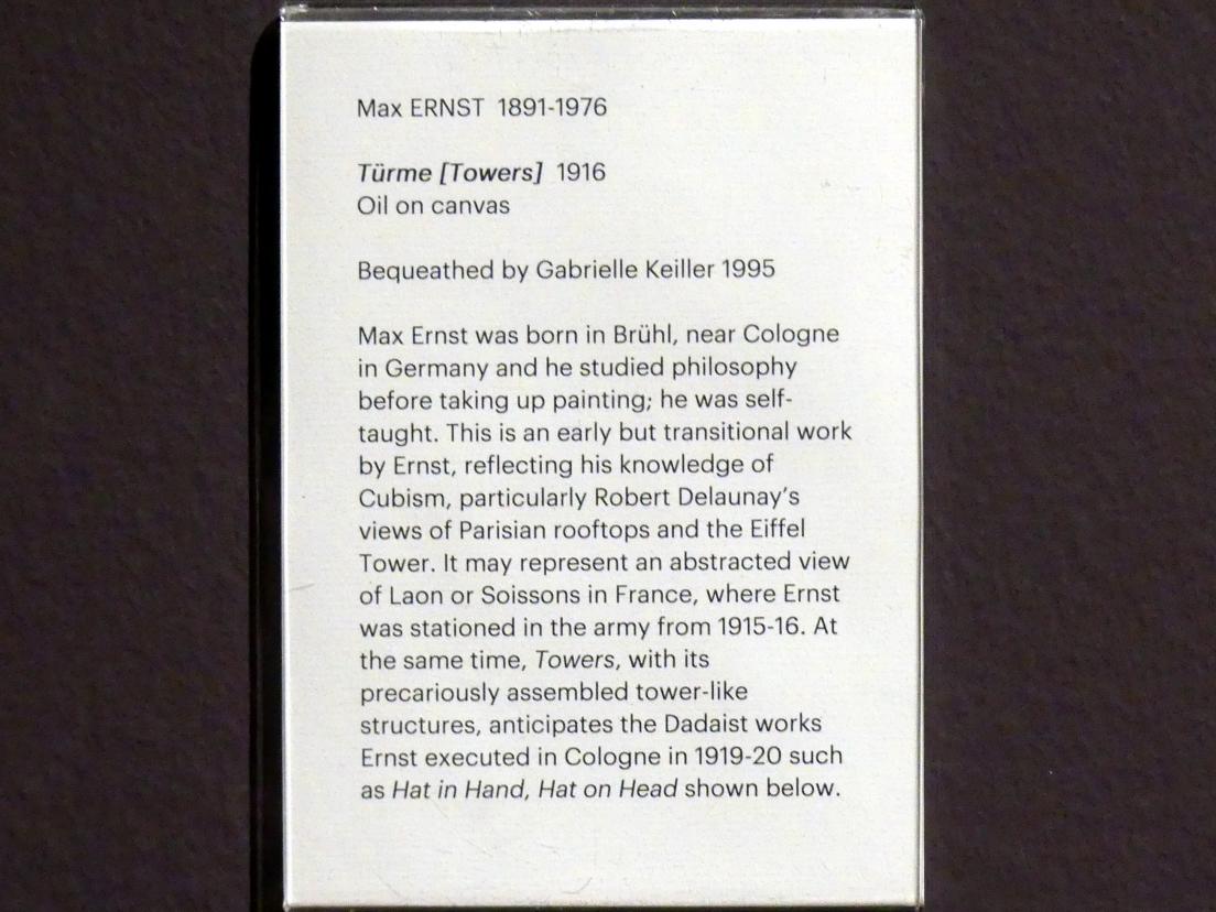 Max Ernst (1912–1970), Türme, Edinburgh, Scottish National Gallery of Modern Art, Gebäude One, Saal 20: jenseits des Realismus - Dada und Surrealismus, 1916, Bild 2/2